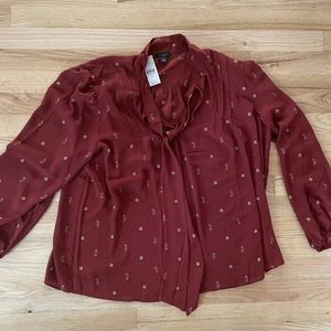New With Tag Ann Taylor Tie Neck Blouse
